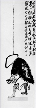 中国 Painting - 伝統的な中国語の釣り竿を持つ漁師 チー・バイシ